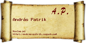 András Patrik névjegykártya
